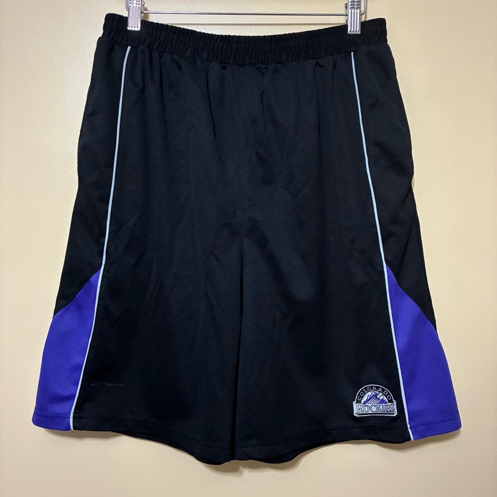 Colorado Rockies Athletic Gym Shorts True Fan Men L Black Purple Basketball MLB